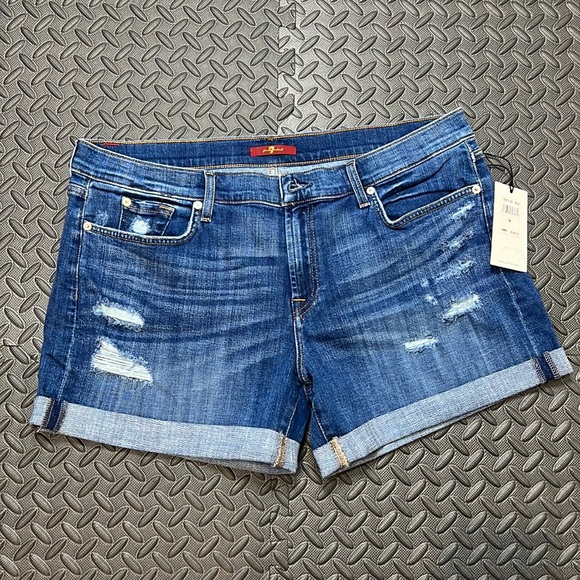 7 For All Mankind Denim - 7 FOR ALL MANKIND | Denim rolled cuff shorts